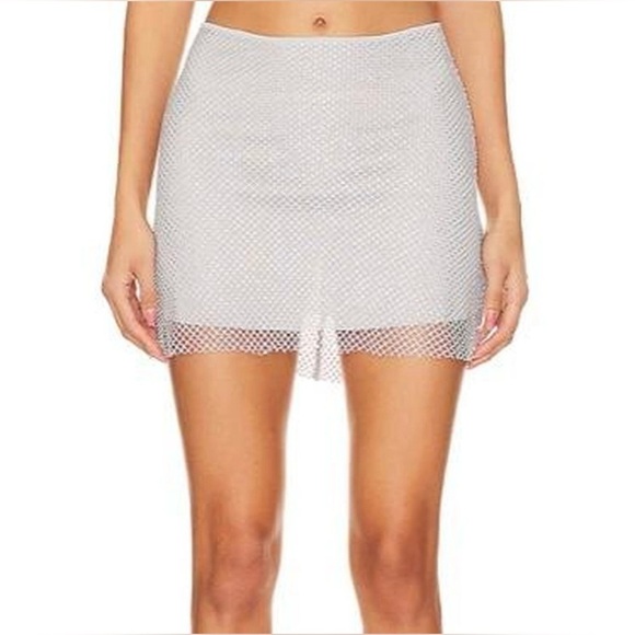 WeWoreWhat Crystal Mini Skirt Size 0 In Color Silver - Picture 4 of 7